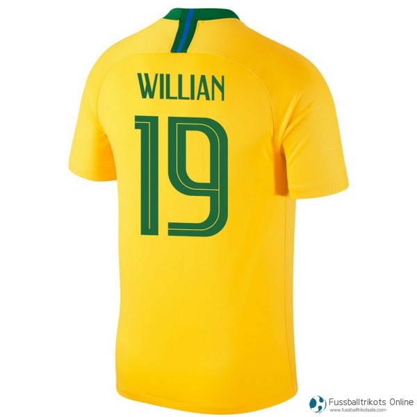Brasilien Trikot Heim Willian 2018 Gelb Fussballtrikots Günstig